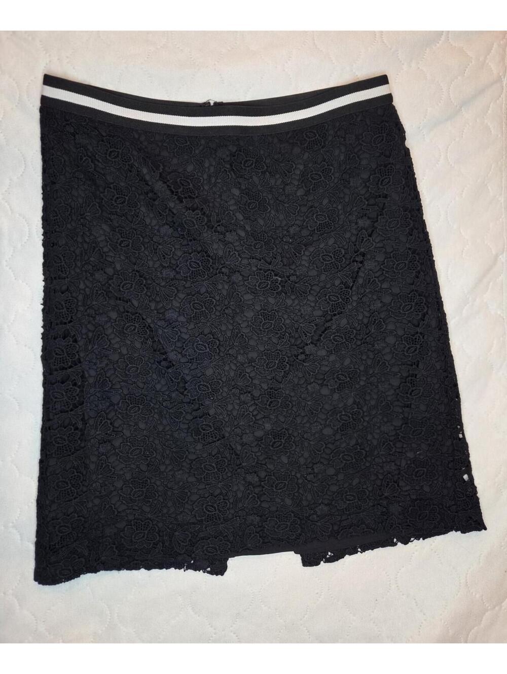 Black Lace Skirt with Striped Waistband
